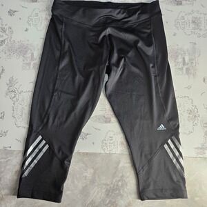 Adidas Womens Climalite Capri Leggings Black Athletic‎ Performance Size L